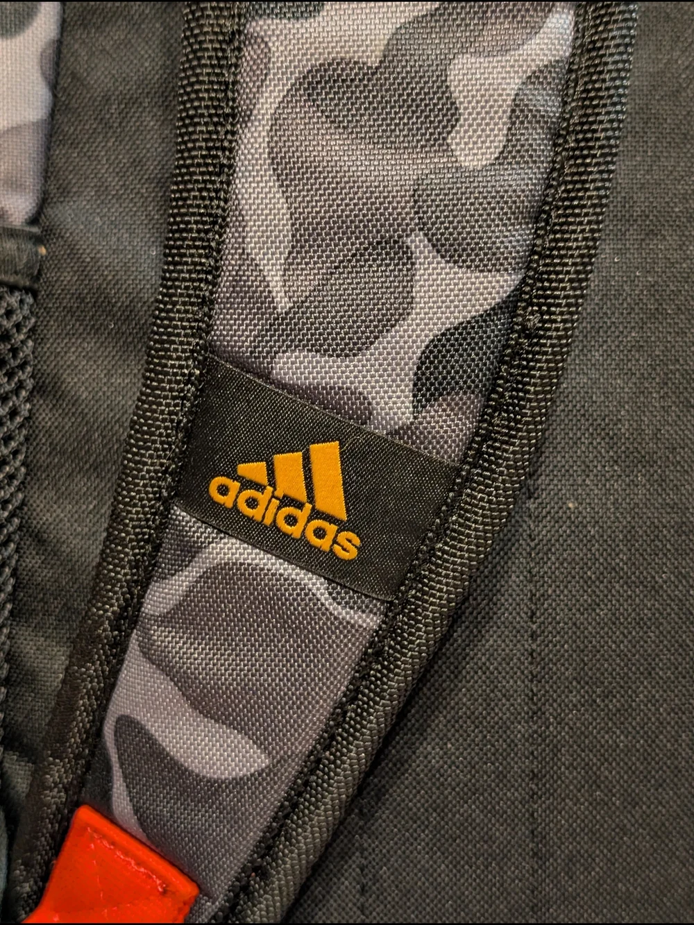 adidas Kid's Gray Camo Backpack with Yellow Logo